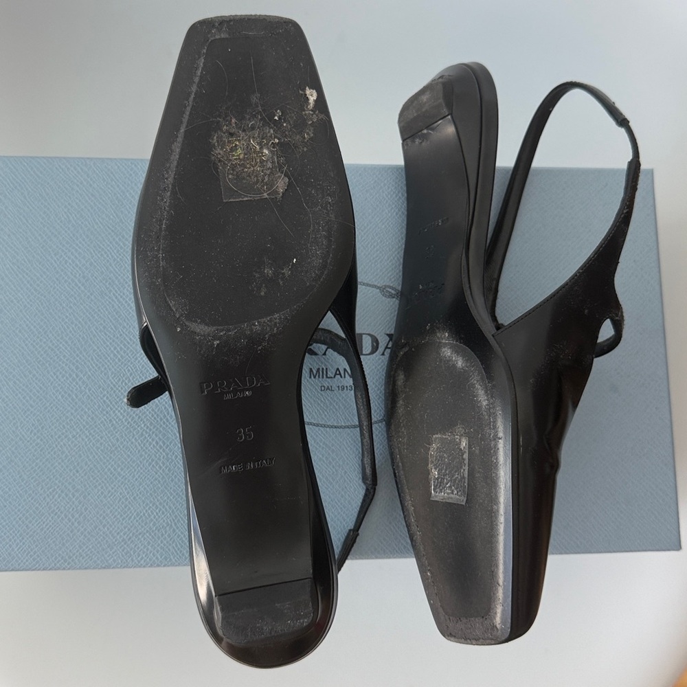 Prada Modellerie Square Toe Slingback Size 5/35 Black - Picture 3 of 7